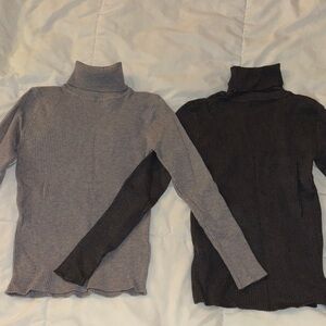 Ribbed Turtleneck Sweaters in Gray and Black